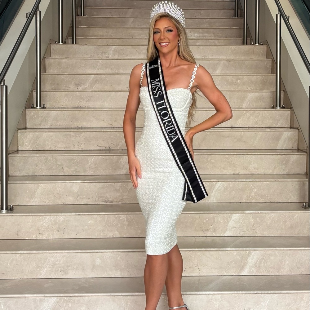 NADINE MERABI Elegant White Midi Dress